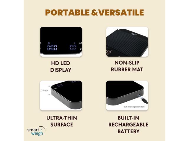 Smart Weigh Coffee Scale 3000g x 0.01g High Precision Sensors Accurate Scale for Espresso Pour-Over Coffee Digital Kitchen Food Scale for Baking...