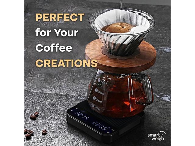 Smart Weigh Coffee Scale 3000g x 0.01g High Precision Sensors Accurate Scale for Espresso Pour-Over Coffee Digital Kitchen Food Scale for Baking...