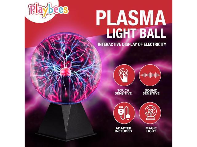 Playbees Colorful Plasma Ball - 7 Inch - Tesla Coil Bulb Static Electricity in a Vacuum Pressurized Glass Globe, Nebula Thunder Lightning, Plug-in...