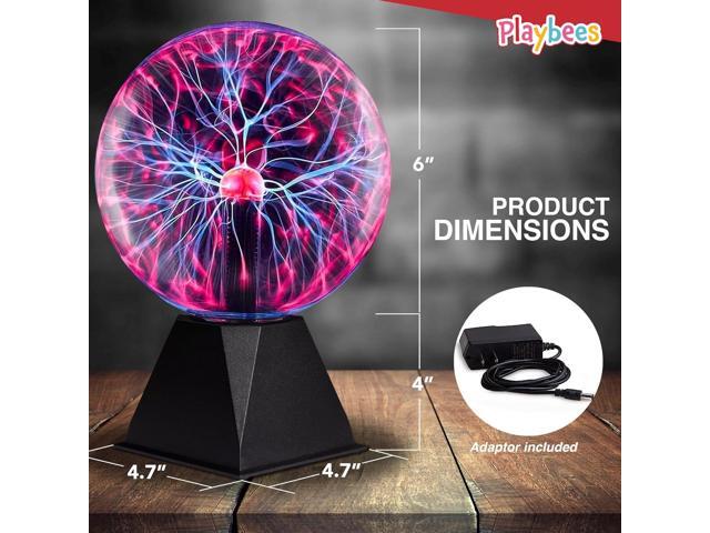 Playbees Colorful Plasma Ball - 7 Inch - Tesla Coil Bulb Static Electricity in a Vacuum Pressurized Glass Globe, Nebula Thunder Lightning, Plug-in...