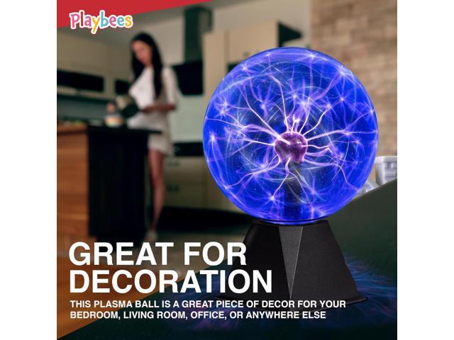 Playbees Colorful Plasma Ball - 7 Inch - Tesla Coil Bulb Static Electricity in a Vacuum Pressurized Glass Globe, Nebula, Thunder Lightning, Plug-in...