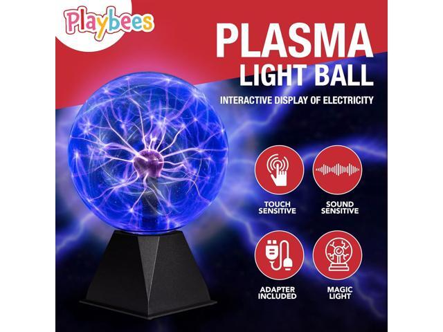 Playbees Colorful Plasma Ball - 7 Inch - Tesla Coil Bulb Static Electricity in a Vacuum Pressurized Glass Globe, Nebula, Thunder Lightning, Plug-in...