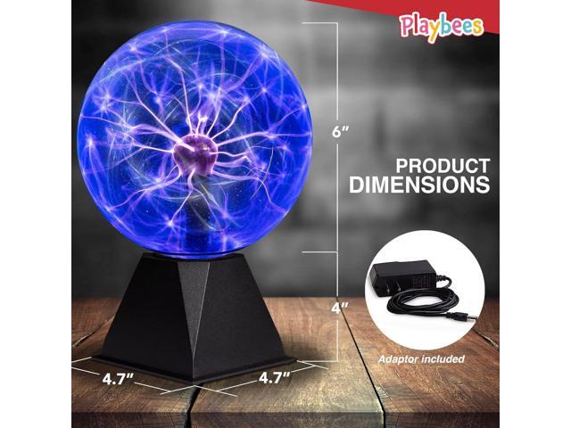 Playbees Colorful Plasma Ball - 7 Inch - Tesla Coil Bulb Static Electricity in a Vacuum Pressurized Glass Globe, Nebula, Thunder Lightning, Plug-in...
