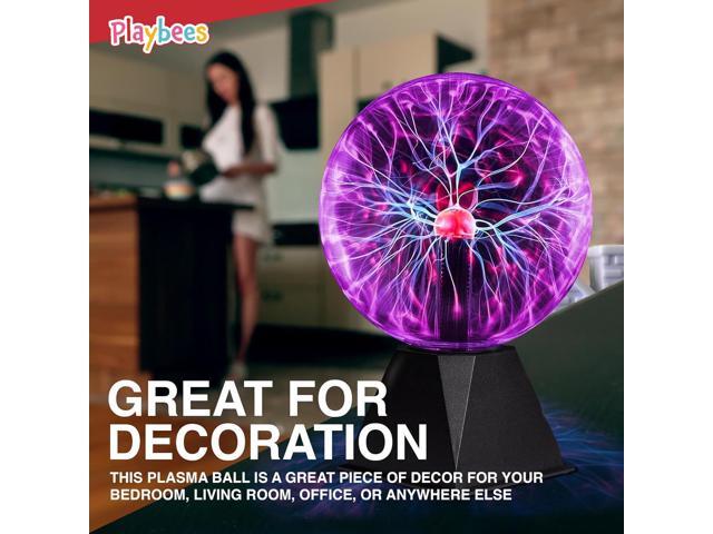 Playbees Colorful Plasma Ball - 7 Inch - Tesla Coil Bulb Static Electricity in a Vacuum Pressurized Glass Globe, Nebula, Thunder Lightning, Plug-in...
