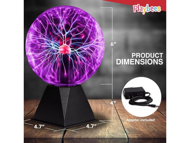 Playbees Colorful Plasma Ball - 7 Inch - Tesla Coil Bulb Static Electricity in a Vacuum Pressurized Glass Globe, Nebula, Thunder Lightning, Plug-in...