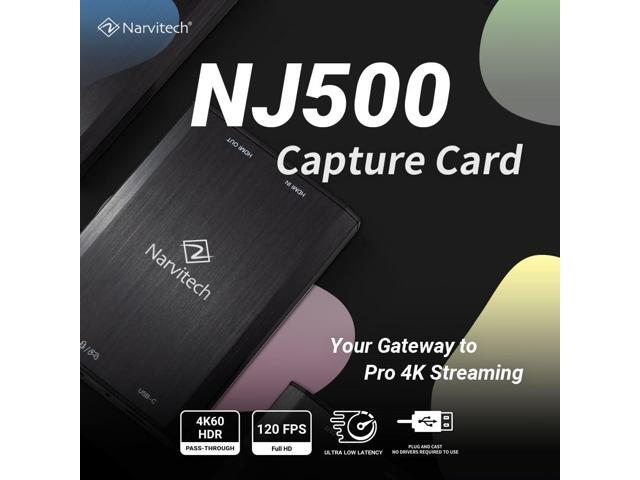 Narvitech NJ500 External Capture Card 4K60/2K144/HD240 Passthrough, 4K30 Streaming & Recording, Ultra-Low Latency for PS5, Xbox Series X/S, PC &...