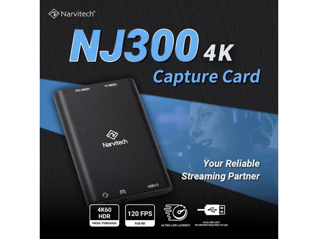 Narvitech NJ300 External Capture Card 4K60 Passthrough, 1080P60 Streaming & Recording, Ultra-Low Latency for PS5, PS4, Xbox Series X/S, PC & Mac,...