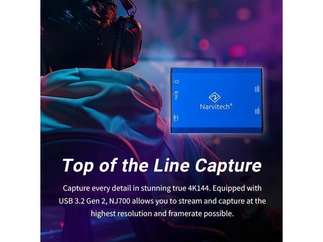 Narvitech NJ700 4K Capture Card HDMI 2.1, 4K144/2K144/HD240 Passthrough, Ultra-Low Latency Streaming & Recording, 4K144 Capture, Compatible with...