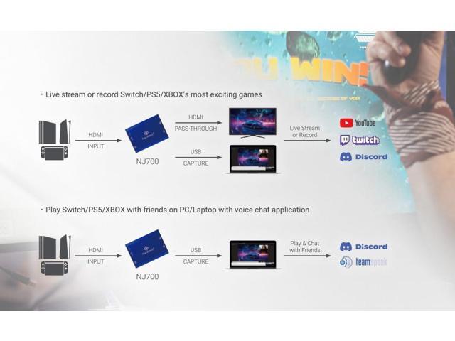 Narvitech NJ700 4K Capture Card HDMI 2.1, 4K144/2K144/HD240 Passthrough, Ultra-Low Latency Streaming & Recording, 4K144 Capture, Compatible with...