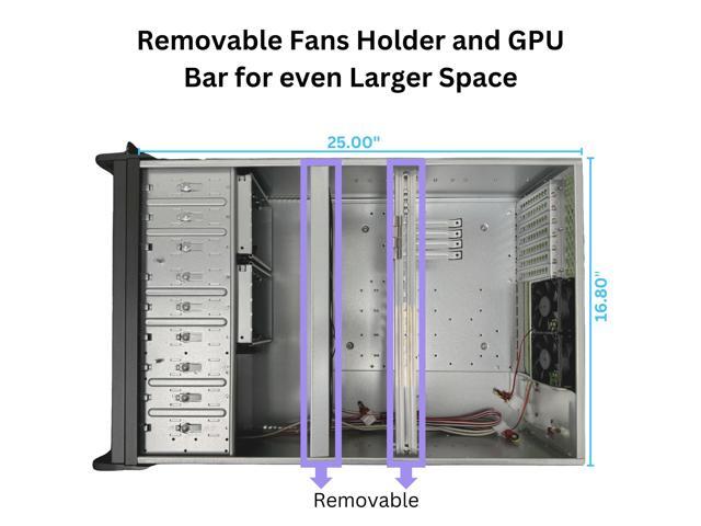 RACKOWL 4U Rackmount Server Case Chassis, 8*HDD Bays & 3*5.25' Devices, E-ATX/ CEB/ EEB/ ATX Mobo, Fan: Front 2*120mm, Mid 3*120mm, Rear 2*80mm,...