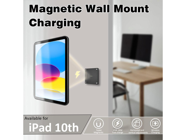 Zilvex Magnetic Wall Mount with Charging Case A8 for iPad (10th Generation) 10.9-Inch. 100-250V AC 18W Quick Charge, Strong Magnets, EMONITA