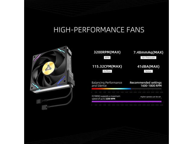 TCOMAS LG700 Black 360 AIO Liquid CPU Cooler 3.5' IPS Display Pump Head, Real-Time Monitoring, ARGB Fans, Supports Intel LGA 1851/1700 & AMD AM5/AM4