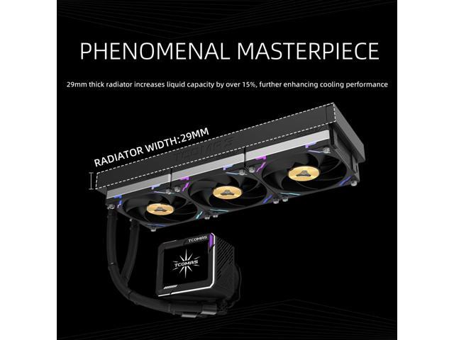 TCOMAS LG700 Black 360 AIO Liquid CPU Cooler 3.5' IPS Display Pump Head, Real-Time Monitoring, ARGB Fans, Supports Intel LGA 1851/1700 & AMD AM5/AM4