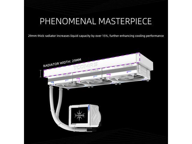 TCOMAS LG700 White 360 AIO Liquid CPU Cooler 3.5' IPS Display Pump Head, Real-Time Monitoring, ARGB Fans, Supports Intel LGA 1851/1700 & AMD AM5/AM4