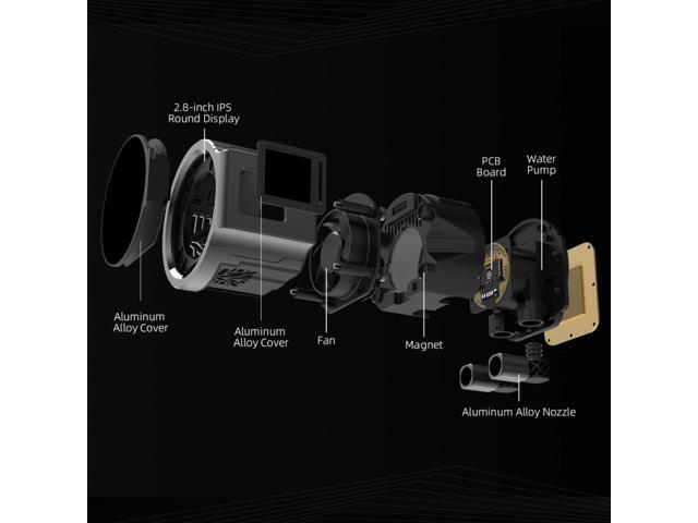 TCOMAS LX800 Black 360 AIO Liquid CPU Cooler Dual-Screen Pump Design (Round Main + Square Sub Display), ARGB Fans, Supports Intel LGA 1851/1700 &...