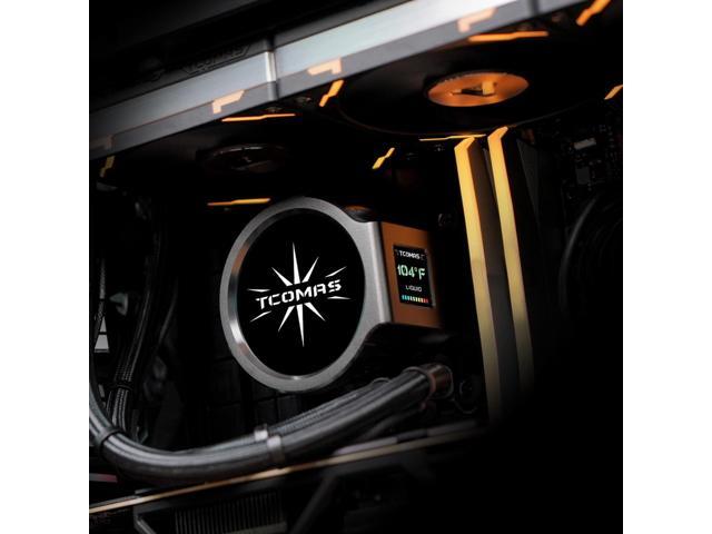 TCOMAS LX800 Black 360 AIO Liquid CPU Cooler Dual-Screen Pump Design (Round Main + Square Sub Display), ARGB Fans, Supports Intel LGA 1851/1700 &...