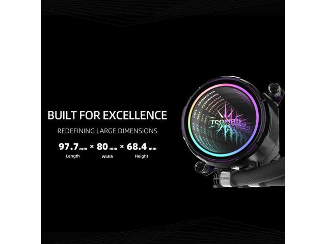 TCOMAS LA200 Black 360 ARGB Liquid CPU Cooler Infinity Mirror Pump Head with Stunning Lighting Depth, Supports Intel LGA 1851/1700 & AMD AM5/AM4