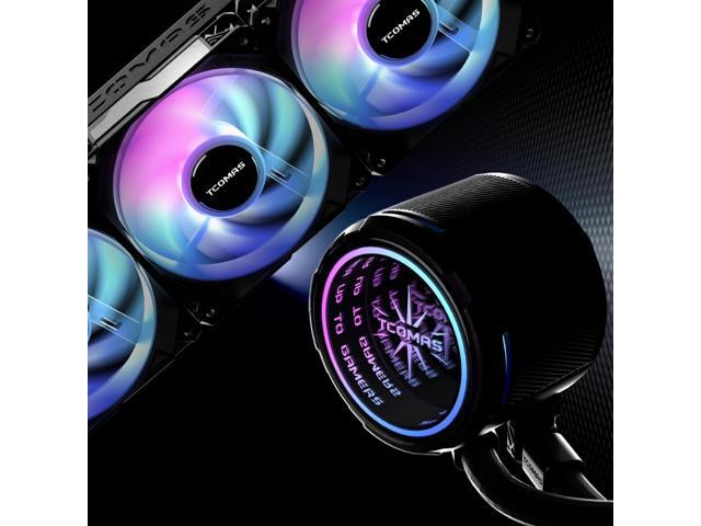 TCOMAS LA200 Black 360 ARGB Liquid CPU Cooler Infinity Mirror Pump Head with Stunning Lighting Depth, Supports Intel LGA 1851/1700 & AMD AM5/AM4