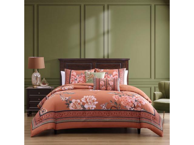 Bebejan Rossana 100% Cotton Sateen 5 Piece King Size Reversible Comforter Set