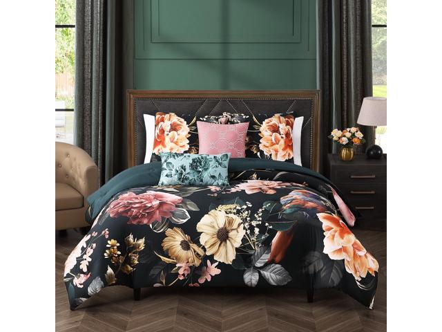 Bebejan Botanical Birds 100% Cotton Sateen 5 Piece King Size Reversible Comforter Set