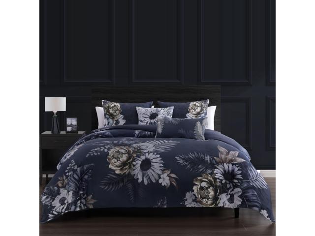 Bebejan Forget Me Not 100% Cotton Sateen 5 Piece Queen Reversible Comforter set