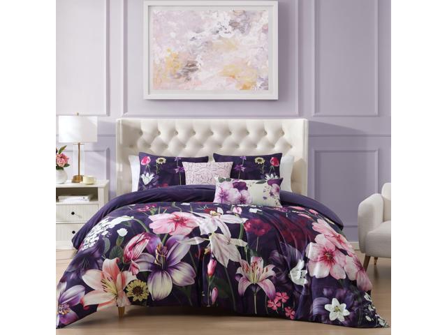 Bebejan Morning Glory 100% Cotton Sateen 5 Piece King Reversible Comforter Set