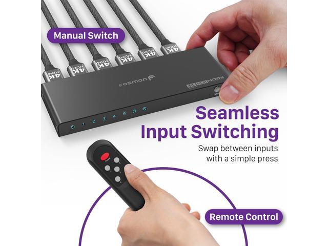 Fosmon 5 In 1 Out HDMI Splitter With Remote HDMI 2.0 4K@60Hz HDMI Switch Switcher Selector Box Supports HDR HDCP 2.2 For PS5 Xbox Nintendo Switch - image 3