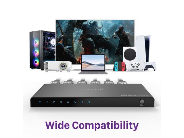 Fosmon 5 In 1 Out HDMI Splitter With Remote HDMI 2.0 4K@60Hz HDMI Switch Switcher Selector Box Supports HDR HDCP 2.2 For PS5 Xbox Nintendo Switch - image 6
