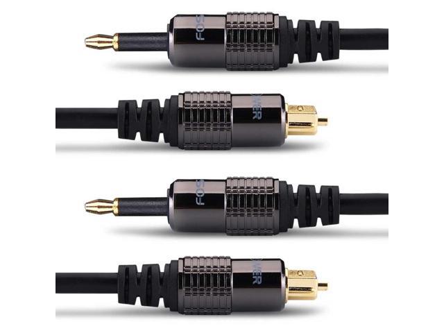 FosPower [2-Pack] 24K Gold-Plated Toslink to Mini Toslink Cable - 3FT, S/PDIF Digital Optical Audio Cable, Premium Fiber Core Optical Cable