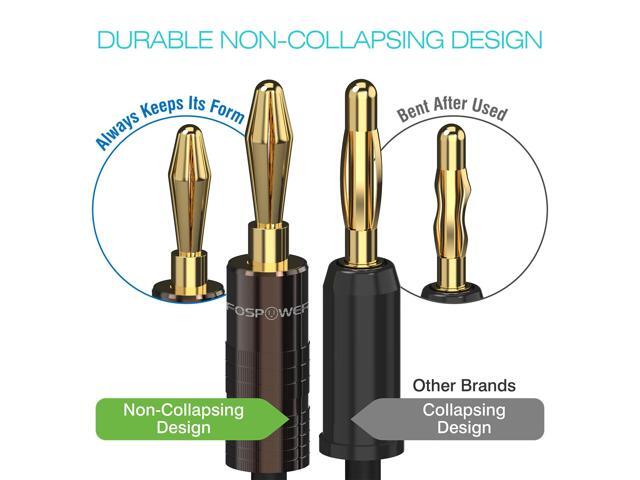 FosPower Banana Plugs 12 Pairs / 24 pcs, Closed Screw 24K Gold Plated Speaker Plug Connectors for Speaker Wire, Wall Plate, Home Theater