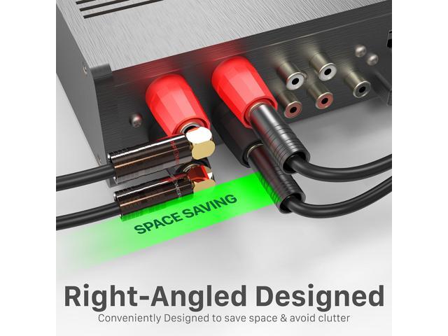 FosPower Right Angle Banana Plugs (6 Pairs / 12 pcs), Closed Screw 24K Gold Plated Banana Speaker Plug Connectors for Speaker Wire, Wall Plate