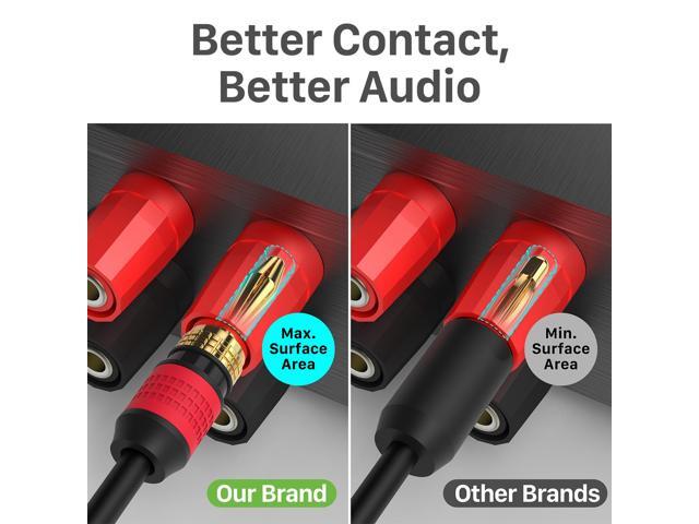 FosPower Deadbolt Banana Plugs 2 Pairs / 4 pcs, Screwless Type 24k Gold Plated Banana Speaker Plug Connectors