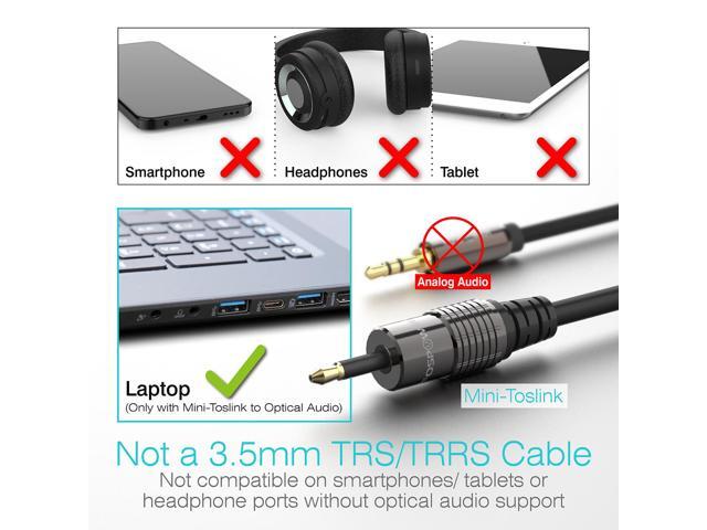 FosPower 24K Gold-Plated Toslink to Mini Toslink Cable - 3FT, S/PDIF Digital Optical Audio Cable, Premium Fiber Core Optical Cable