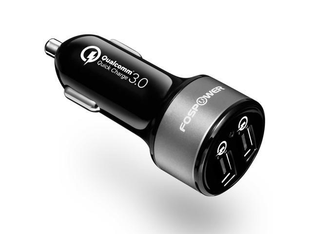 FosPower QC 3.0 USB Car Charger For iPhone 16 Pro Max Plus, 36W USB Car Adapter, Dual Port Quick Charge Fast Port For iPhone 15 14, [UL Listed]