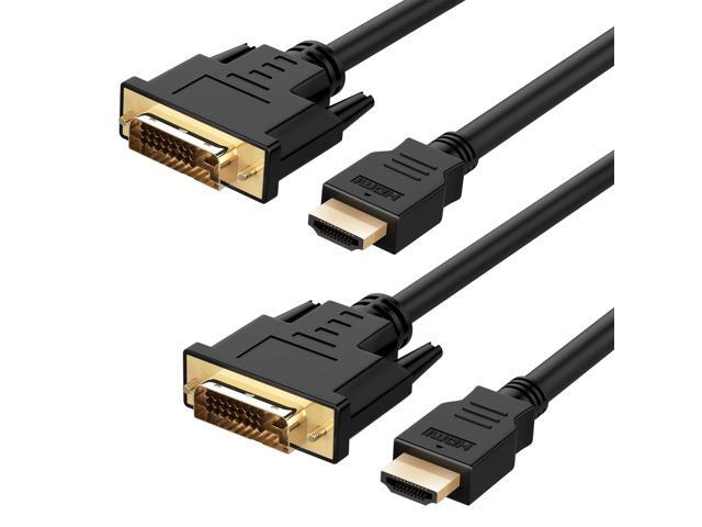 Fosmon HDMI to DVI Cable 24+1 (6FT 2Pack), Full 1080p, Bi-Directional Gold Plated Adapter, High Speed HDMI Male to DVI-D Male