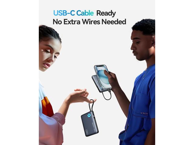 INIU - Portable Charger, Compact 10000mAh PD 20W Power Bank with Built-in USB-C Cable (IN&OUT) for iPhone, Samsung etc - Black - image 7