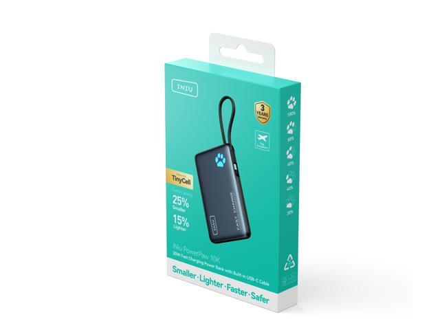 INIU - Portable Charger, Compact 10000mAh PD 20W Power Bank with Built-in USB-C Cable (IN&OUT) for iPhone, Samsung etc - Black - image 3