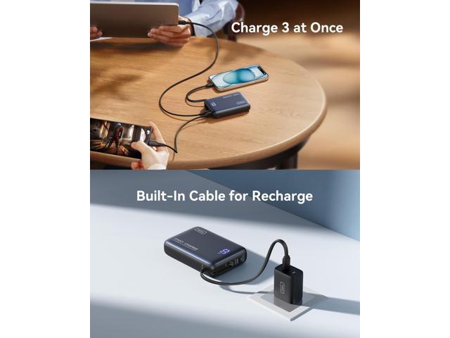 INIU - Pocket Power 20K Portable Power Bank with Built-In USB-C Cable (IN&OUT), 20000mAh PD 22.5W, for iPhone & Android - Black - image 8