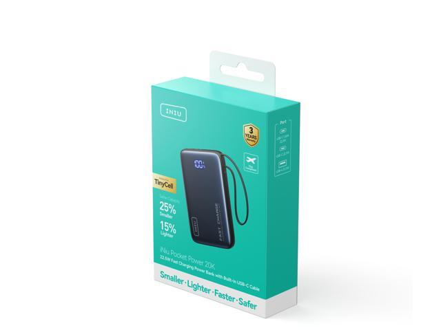 INIU - Pocket Power 20K Portable Power Bank with Built-In USB-C Cable (IN&OUT), 20000mAh PD 22.5W, for iPhone & Android - Black - image 5