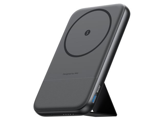 INIU - MagPro 10K Qi2 Magnetic Power Bank 15W, Ultra Compact 10000mAh 30W Portable Charger with Foldable Stand - Black - image 2