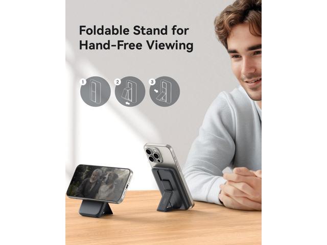 INIU - MagPro 10K Qi2 Magnetic Power Bank 15W, Ultra Compact 10000mAh 30W Portable Charger with Foldable Stand - Black - image 6