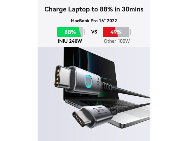 INIU - 240W USB C to USB C Cable, 6.6ft 2-Pack Fast Charging Type C Cable for iPhone 17 16 15 Samsung Macbook iPad Kindle, etc - Black - image 4