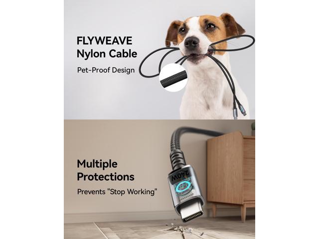 INIU - 240W USB C to USB C Cable, 6.6ft 2-Pack Fast Charging Type C Cable for iPhone 17 16 15 Samsung Macbook iPad Kindle, etc - Black - image 6