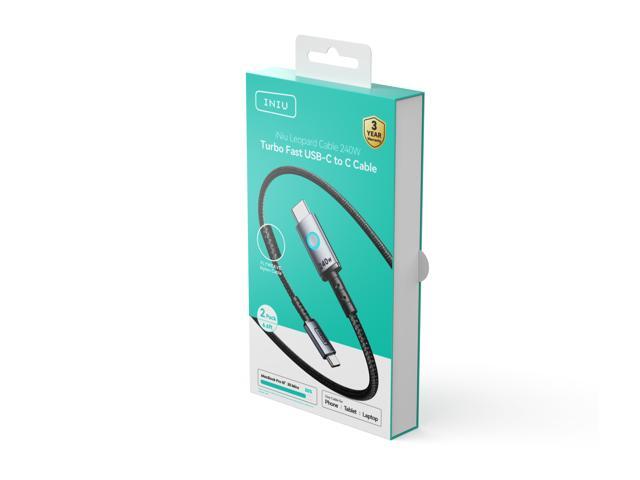 INIU - 240W USB C to USB C Cable, 6.6ft 2-Pack Fast Charging Type C Cable for iPhone 17 16 15 Samsung Macbook iPad Kindle, etc - Black - image 5
