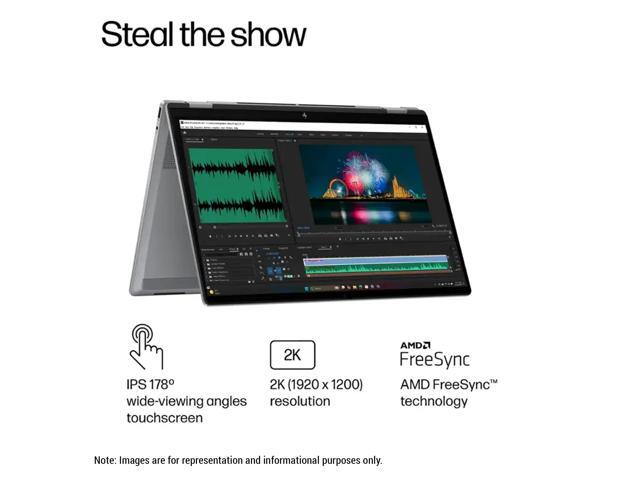HP OmniBook X Flip 2-in-1 Copilot+ Laptop, AMD Ryzen AI 7-350, 24 GB LPDDR5x RAM, 4 TB PCIe SSD, 16' 2K (1920x1200) Touchscreen, AMD Radeon 860M,...