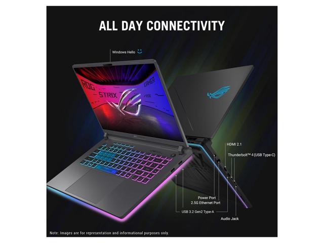ASUS ROG Strix G16 Gaming Laptop, Intel i7-14650HX, 32 GB DDR5 RAM, 2 TB PCIe SSD, 16 FHD+ (1920x1200) Display, Nvidia G-Force RTX 5060, 4-Zone RGB...