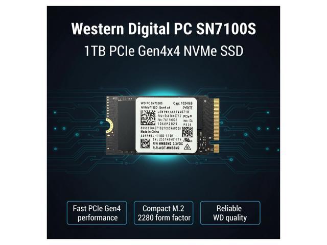 Western Digital PC SN7100S NVMe SSD 1024GB Gen 4x4 SDFPMSL-1T00-1101