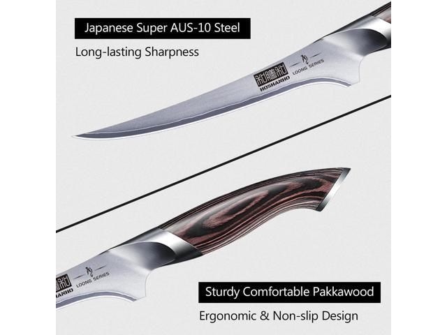 HOSHANHO Fillet Knife 7 Inch, Super Sharp Boning Knife in High Carbon Steel AUS-10, Professional Japanese Fish Knife for Meat Poultry Cutting