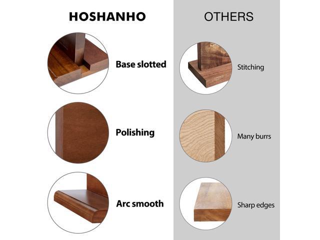 HOSHANHO Magnetic Knife Block 14 x 10 Inches, Double Sided Magnetic Knife Holder Rack for Kitchen Counter, Acacia Wood Magnetic Knife Storage Stand...