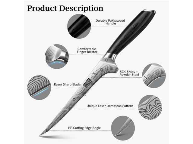 HOSHANHO Fillet Knife 7 Inch, Razor Sharp Boning Knife for Meat Poultry Chicken Cutting, Japanese High Carbon Powder Steel Fish Knives with...